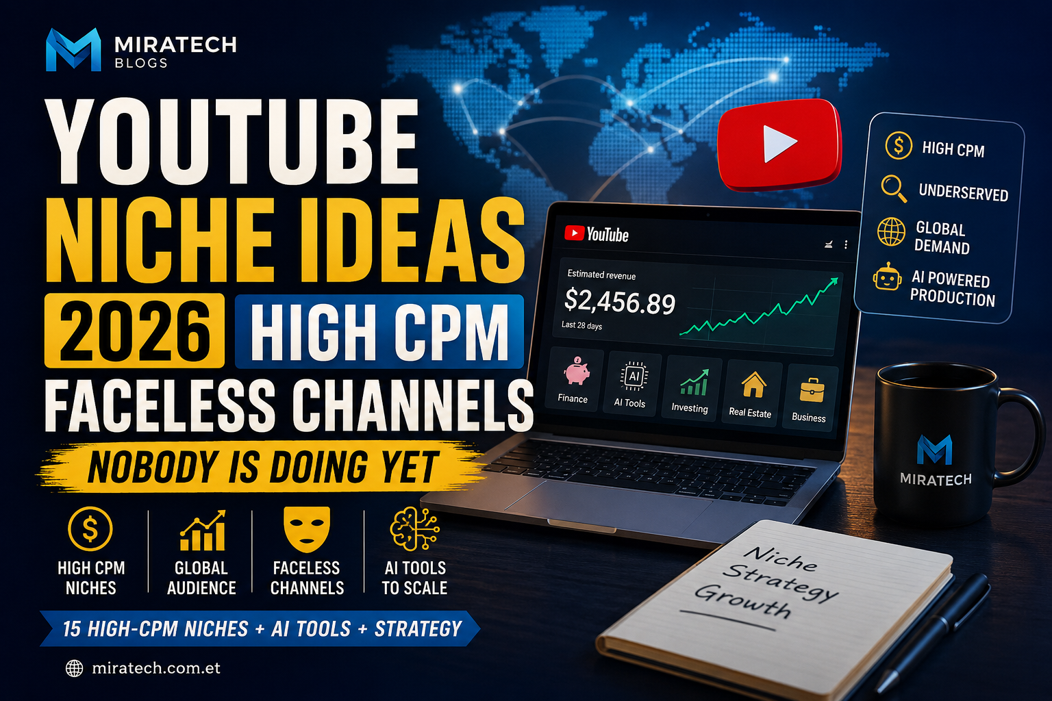 YouTube niche ideas 2026 high CPM faceless channel guide
