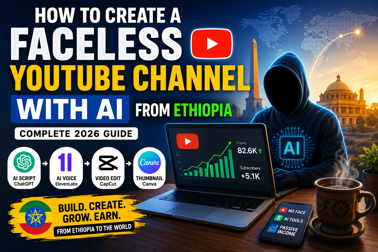 faceless YouTube channel with AI in Ethiopia 2026 — complete tutorial